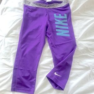 Purple NIKE Workout 3/4 Length pants